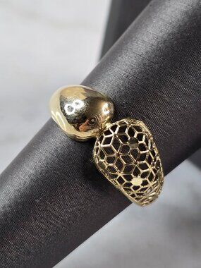 Womens 10K Yellow Gold Modernist Filigree Ring 1.2g E6796